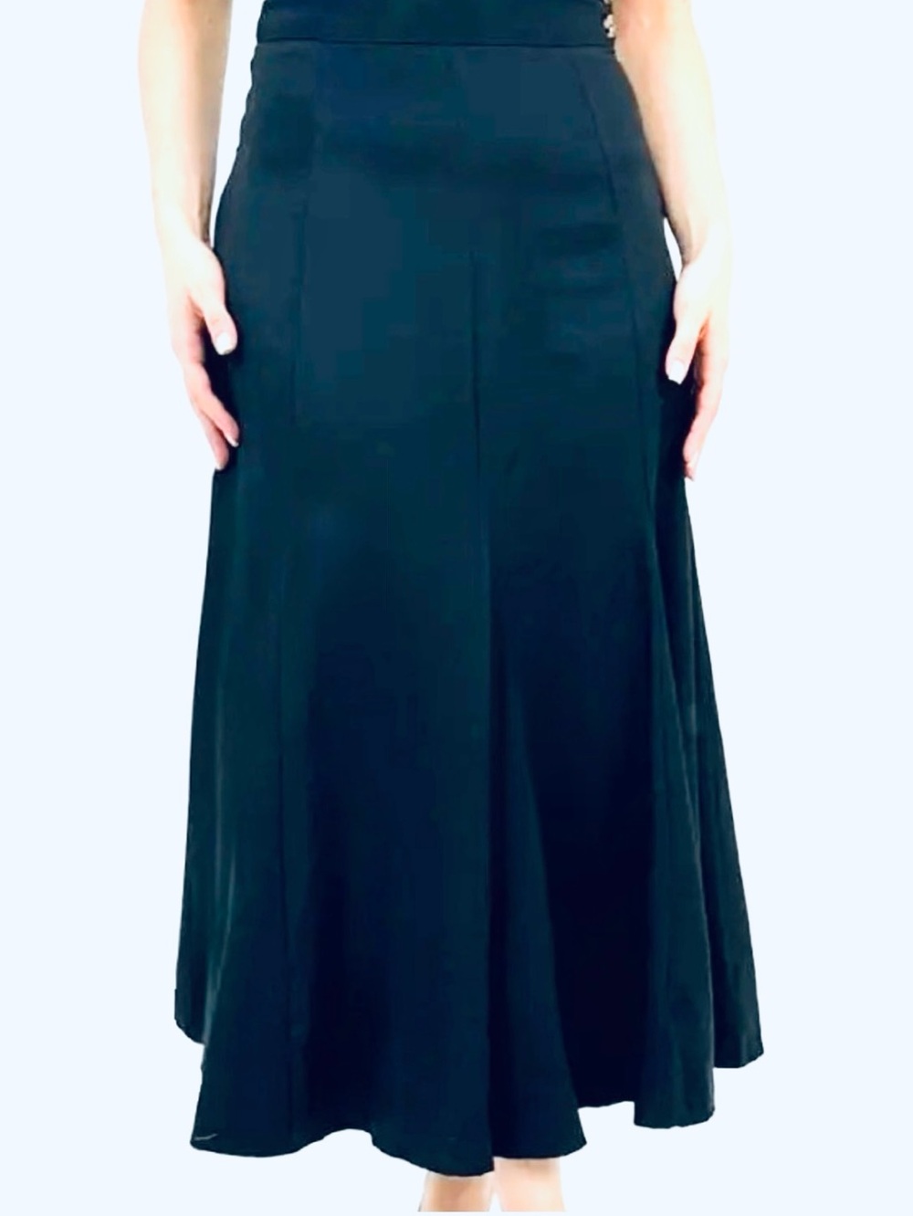 SK & Company, Vintage Black 100% Rayon Skirt with a Flowy Drape, Size 4P